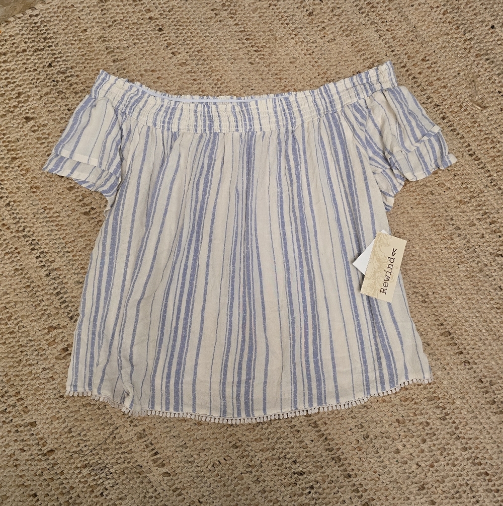 Rewind Striped Off-Shoulder Blouse